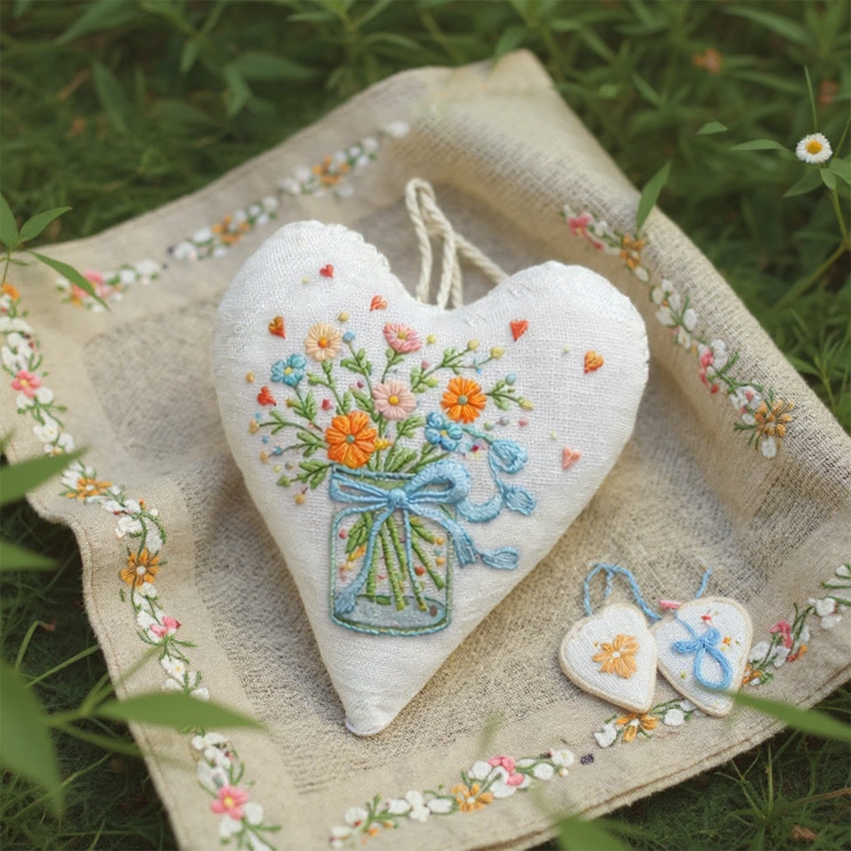 Rubbyoo Heart Embroidery Kit - Glass Vase Bouquet Mini Hearts | Refined Stitchwork Craft | Top Choice For Gifting - image 2