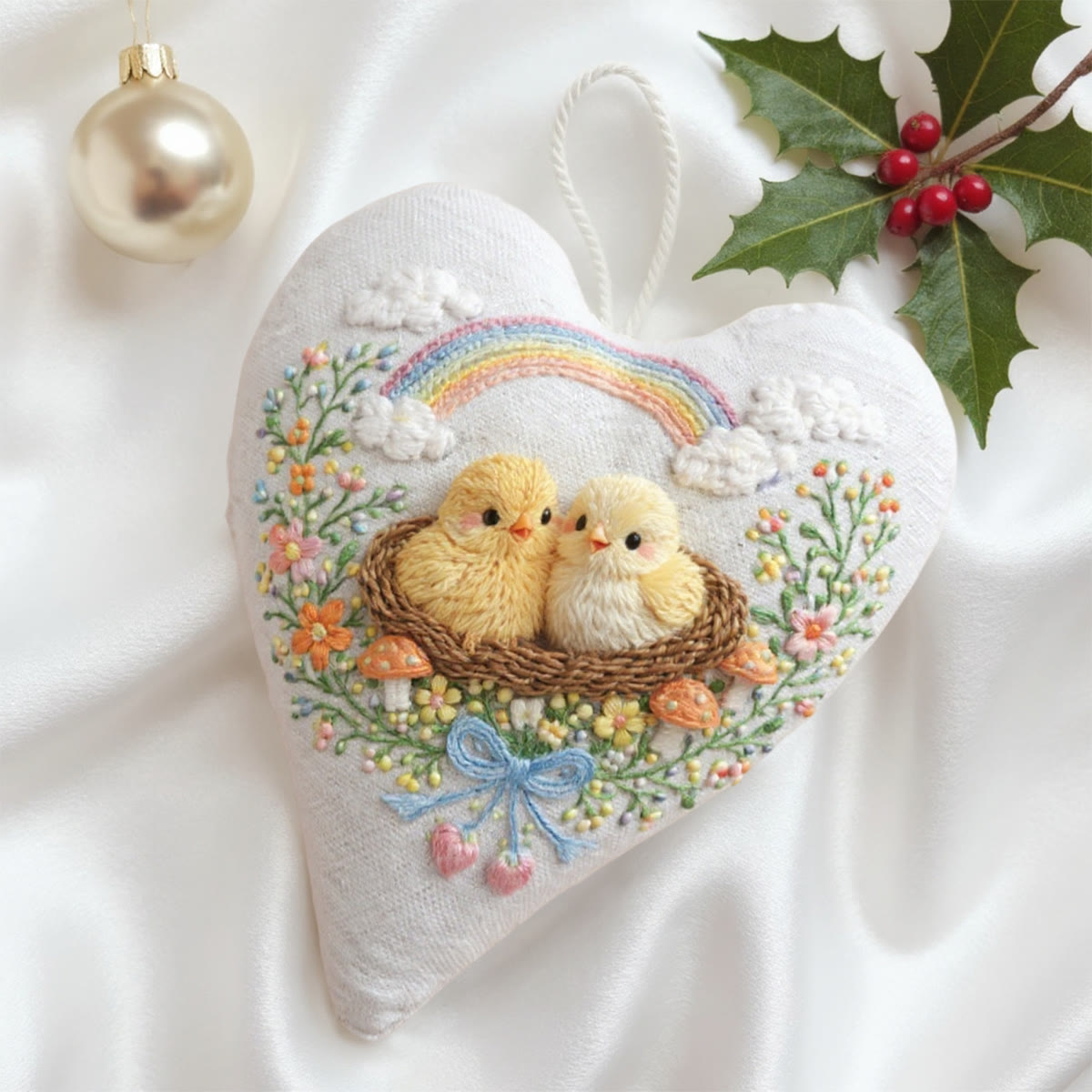 Rubbyoo Heart Embroidery Kit - Rainbow Nest Chicks Mushrooms | Refined Handcrafted Stitchwork | Premier Gifting Choice - image 6
