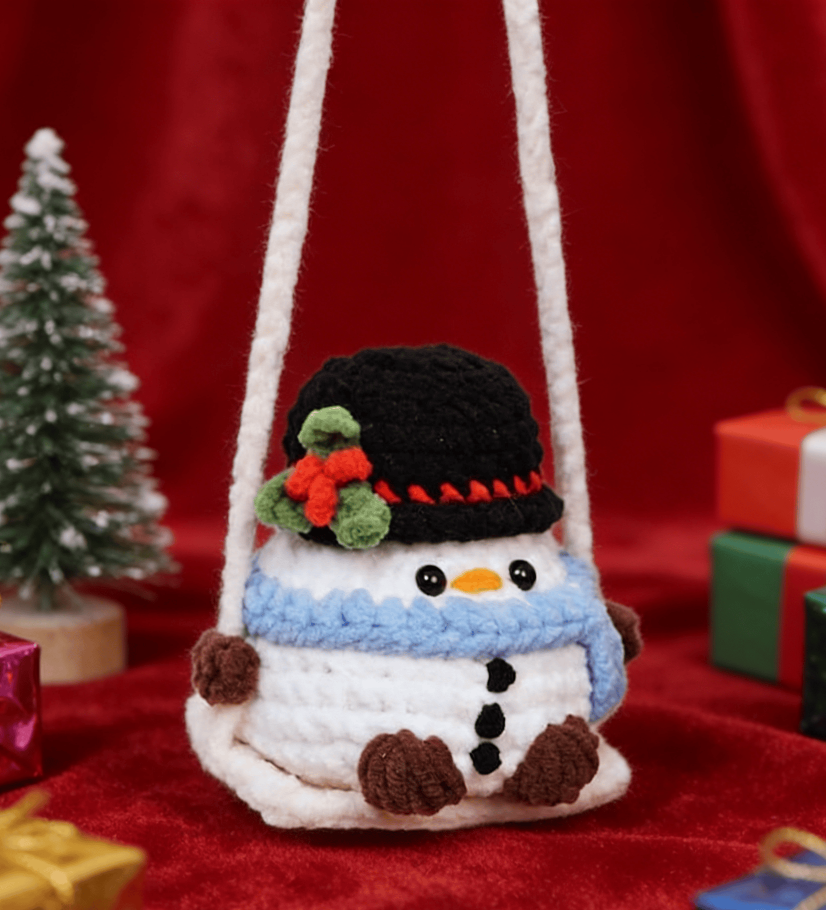 Diy Handmade Snowman Crochet Kit - Lovely Snowman Craft | Perfect Car Hanging - image 2