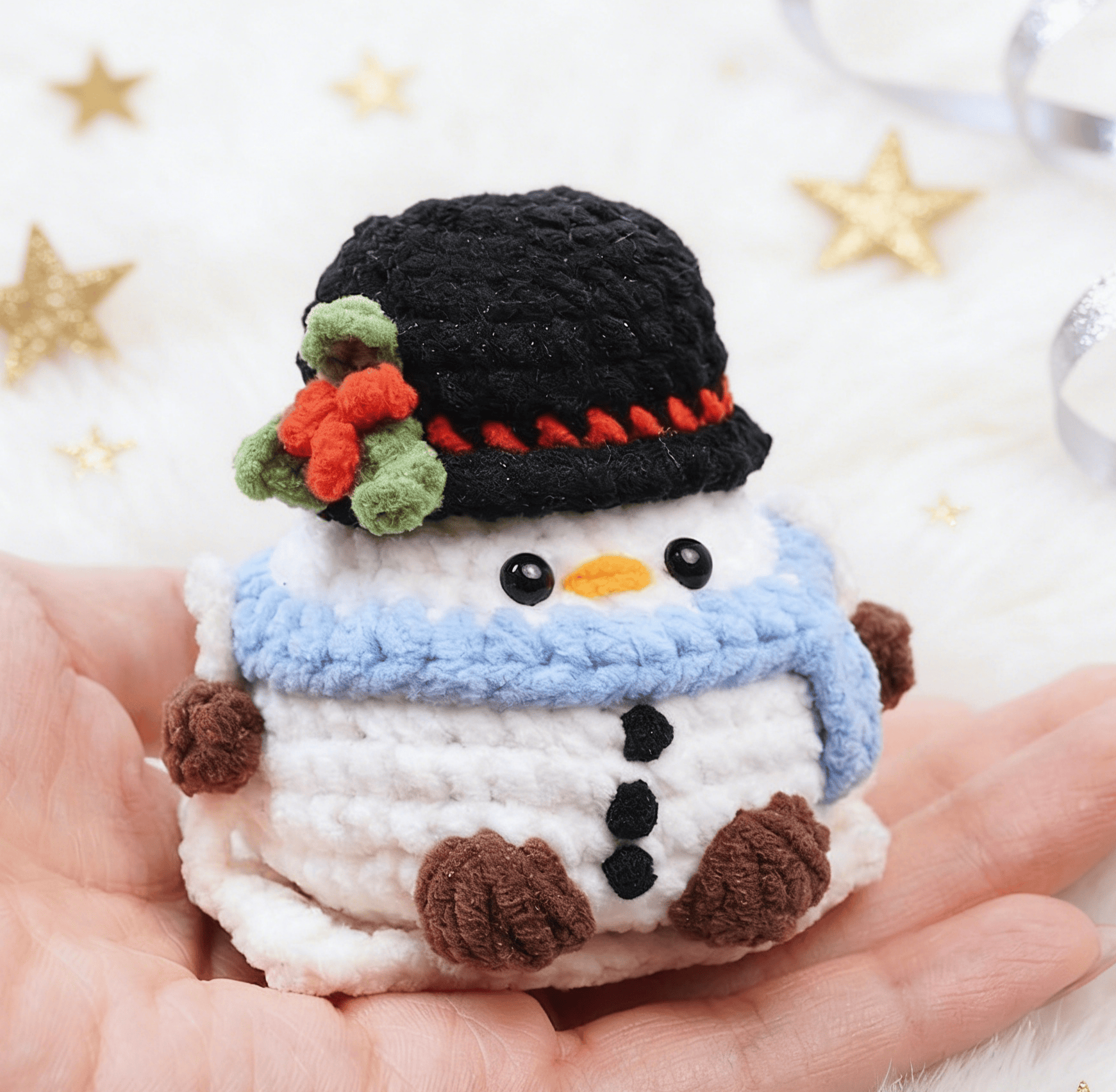 Diy Handmade Snowman Crochet Kit - Lovely Snowman Craft | Perfect Car Hanging - Handmade Snowman Crochet Kit - image 1