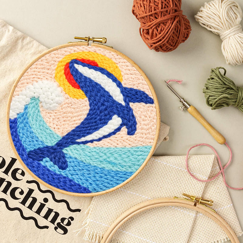 Leaping Orca Wave Punch Needle Kit - Easy Diy Project | Vibrant Home Statement - image 10