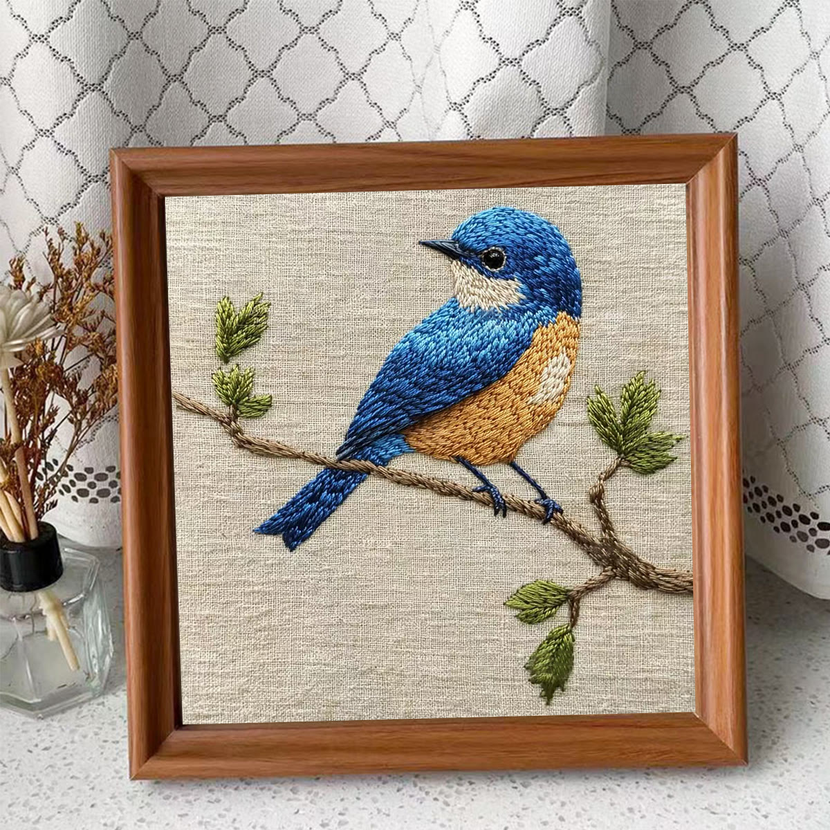 Rubbyoo Embroidery Kit - Blue Bird | Modern Decorative Craft | Personalized Gift For Her - Embroidery Kit Plus An Extra Frame - image 4