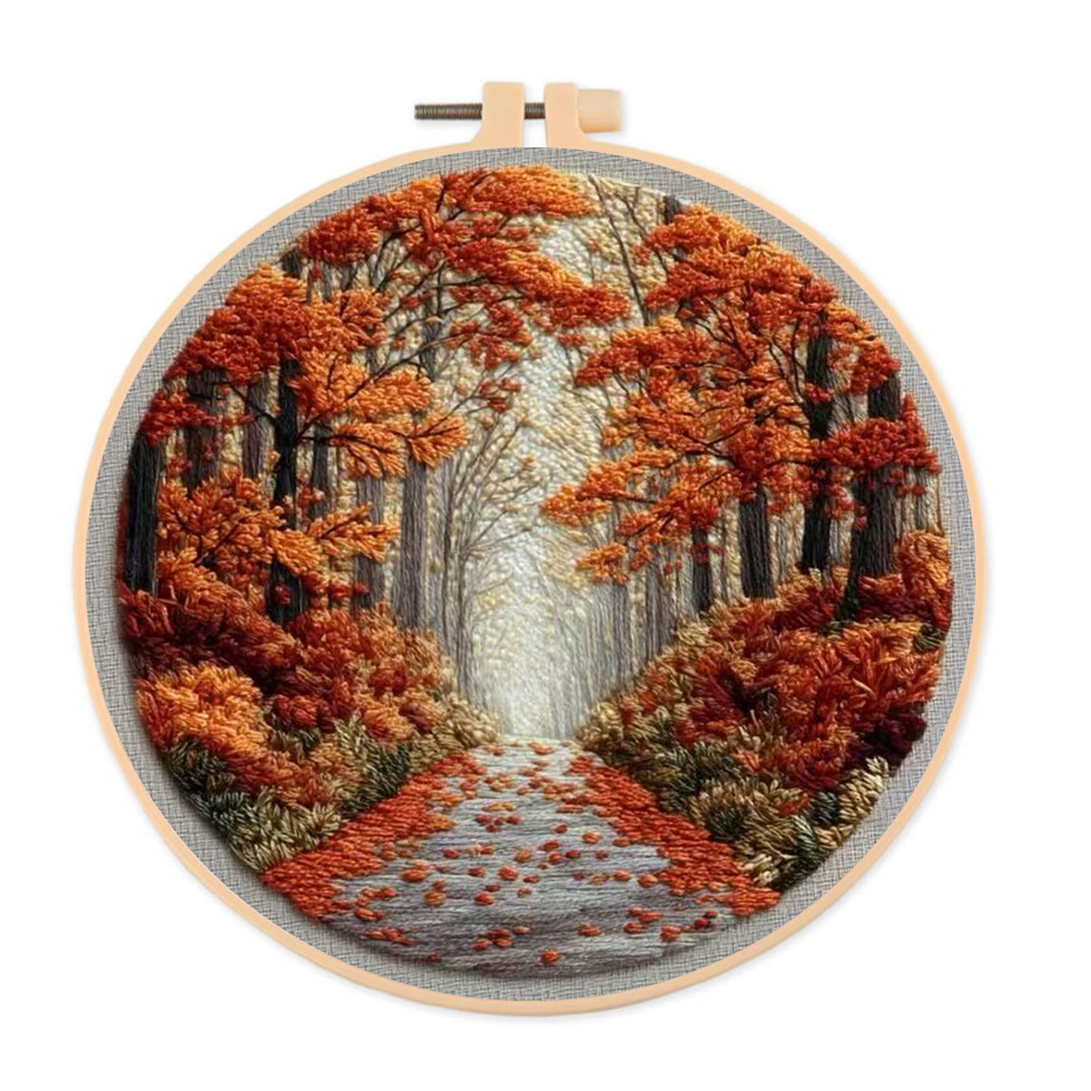 Rubbyoo Embroidery Kit - Autumn Forest Path | Elegant Home Decor Hanging | Beginner-friendly Diy - 20*20cm - image 1