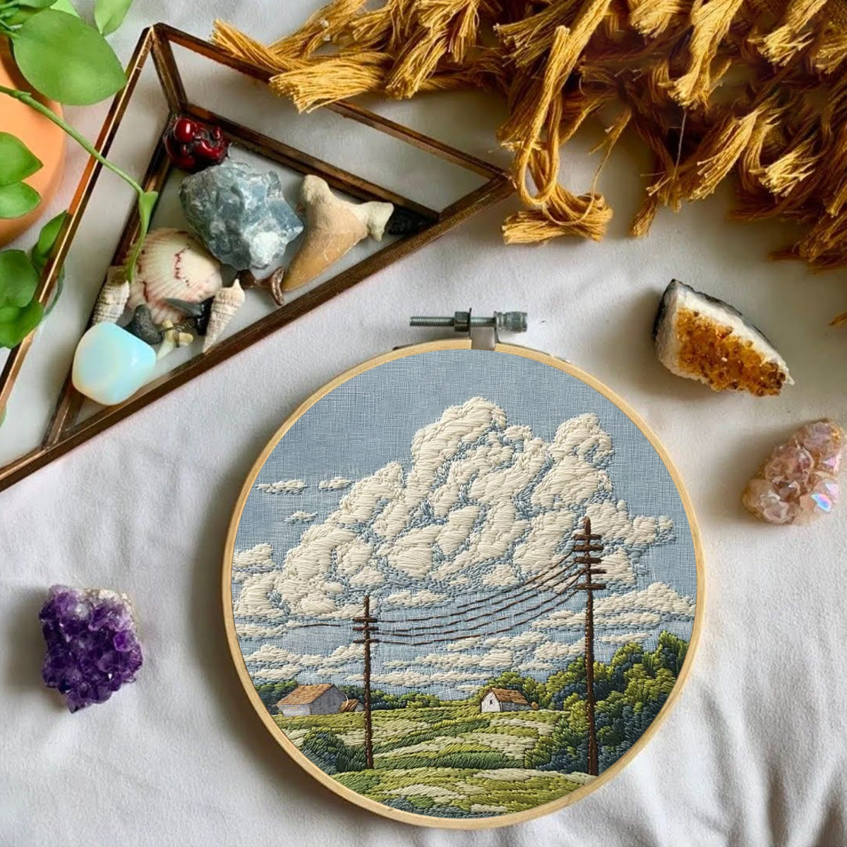 Rubbyoo Embroidery Kit - Rural Cloudscape Scene | Fresh Indoor Hanging Decor | Ideal Gifting Choice - image 5