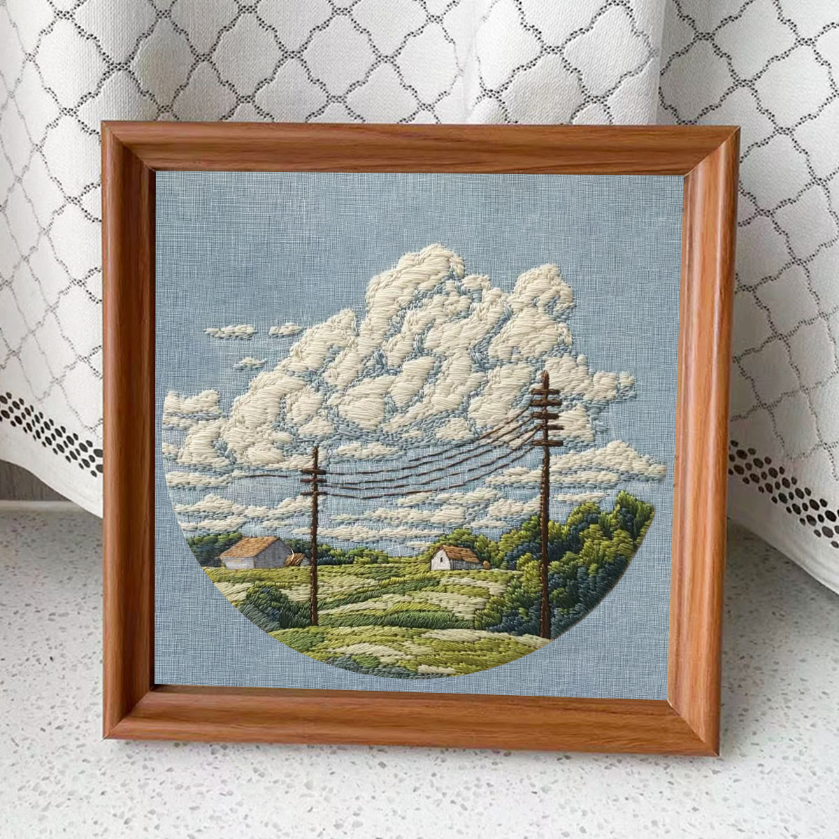Rubbyoo Embroidery Kit - Rural Cloudscape Scene | Fresh Indoor Hanging Decor | Ideal Gifting Choice - Embroidery Kit Plus An Extra Frame - image 4