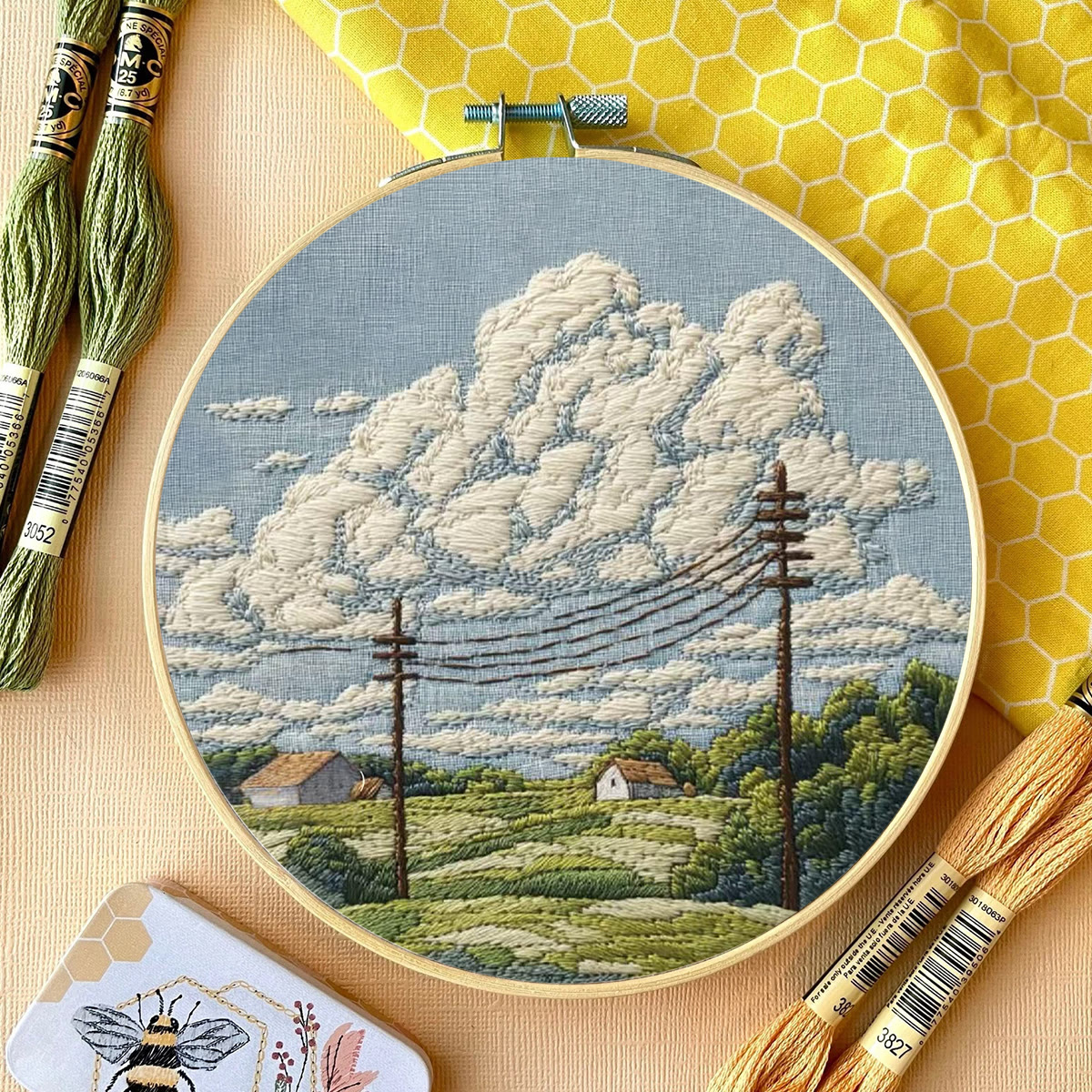 Rubbyoo Embroidery Kit - Rural Cloudscape Scene | Fresh Indoor Hanging Decor | Ideal Gifting Choice - image 13