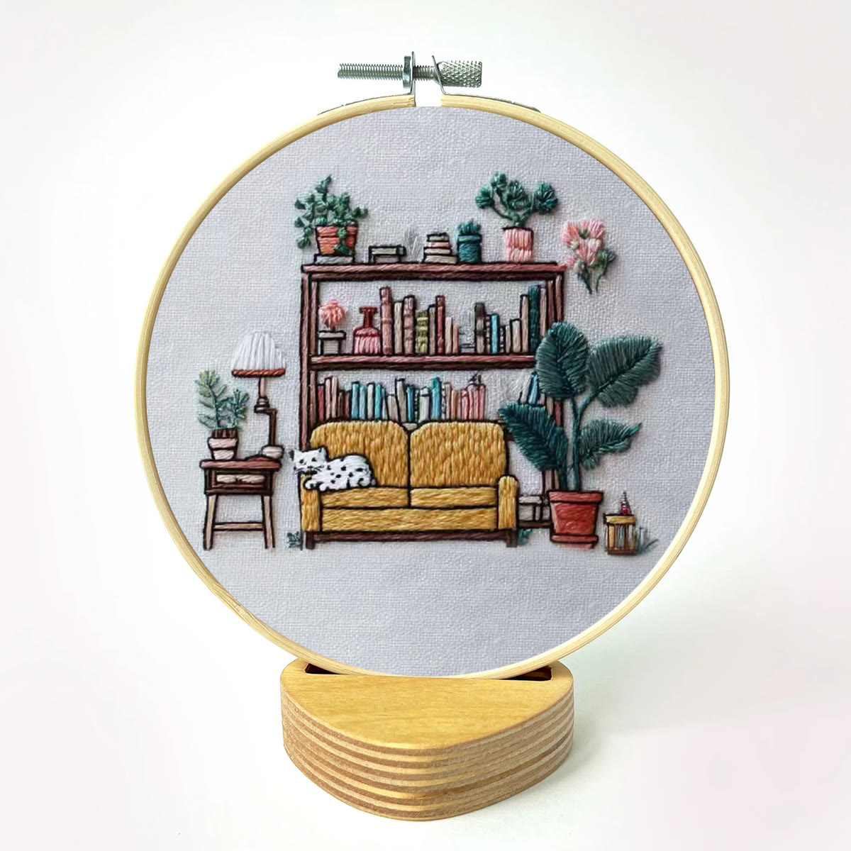 Rubbyoo Embroidery Kit - Cozy Indoor Nook With Cat | Snug Living Space Hanging | Entry-level Project - image 2