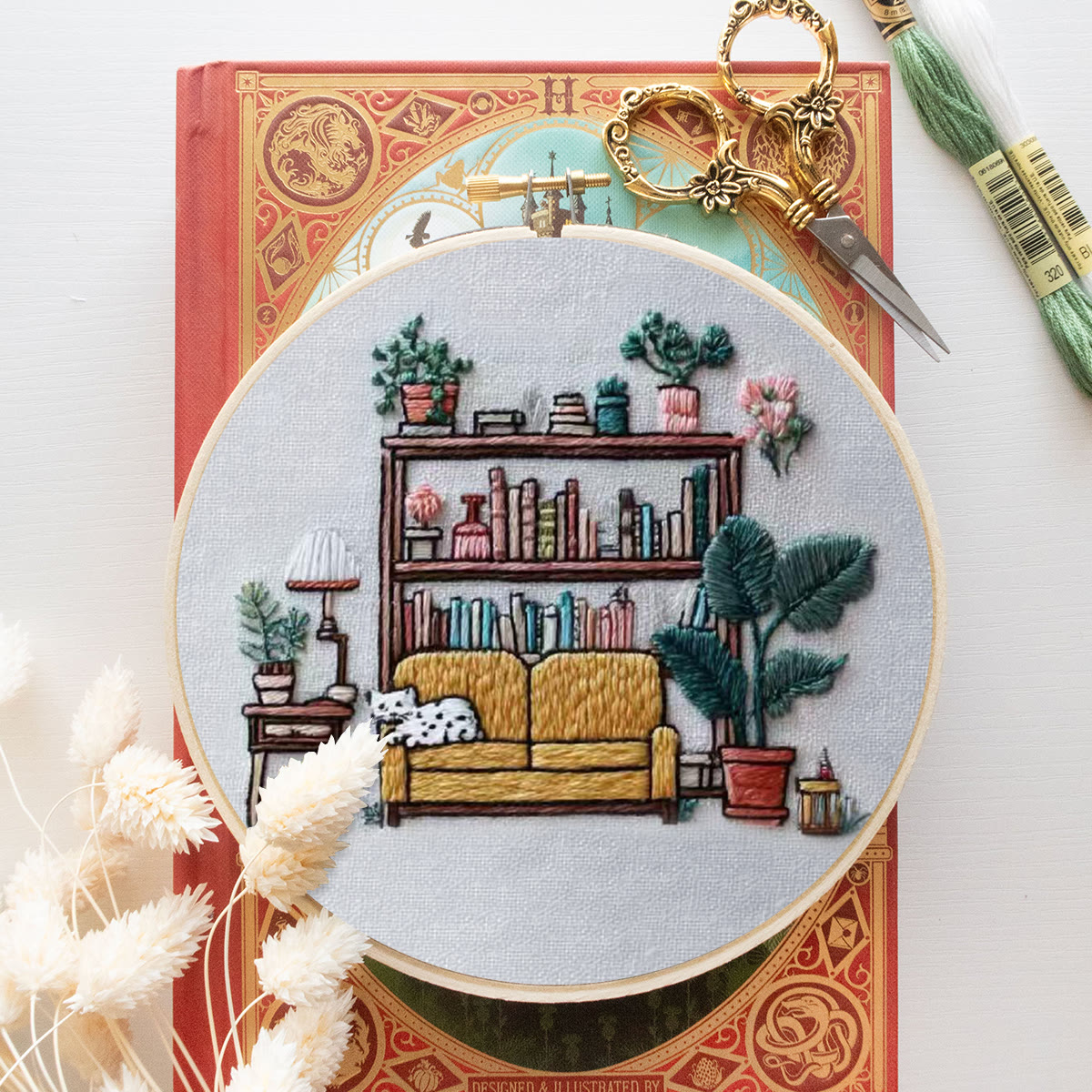 Rubbyoo Embroidery Kit - Cozy Indoor Nook With Cat | Snug Living Space Hanging | Entry-level Project - image 10