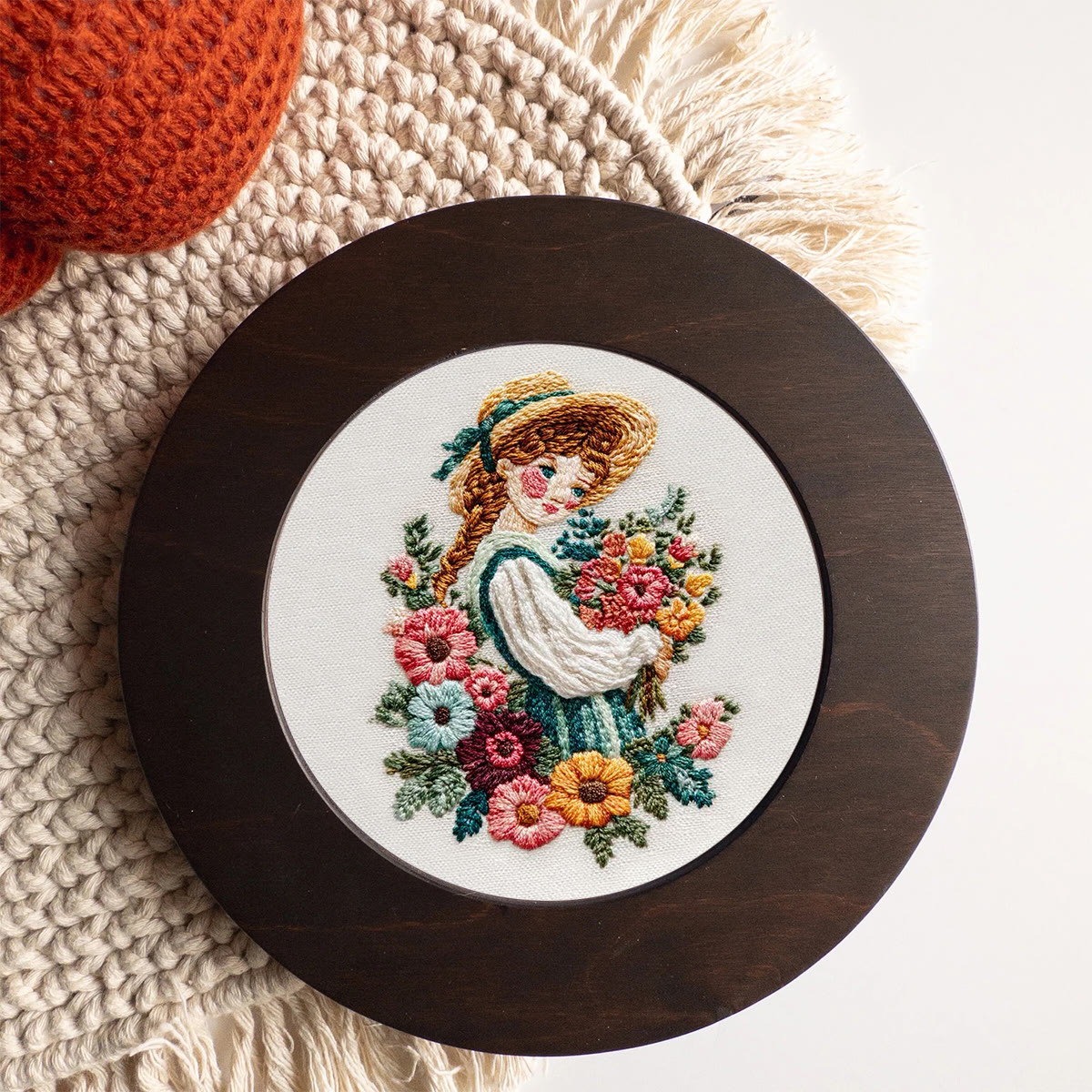 Rubbyoo Embroidery Kit - Straw Hat Girl With Bouquet | Cozy Home Decor Accent | Beginner-Suitable Craft - image 7