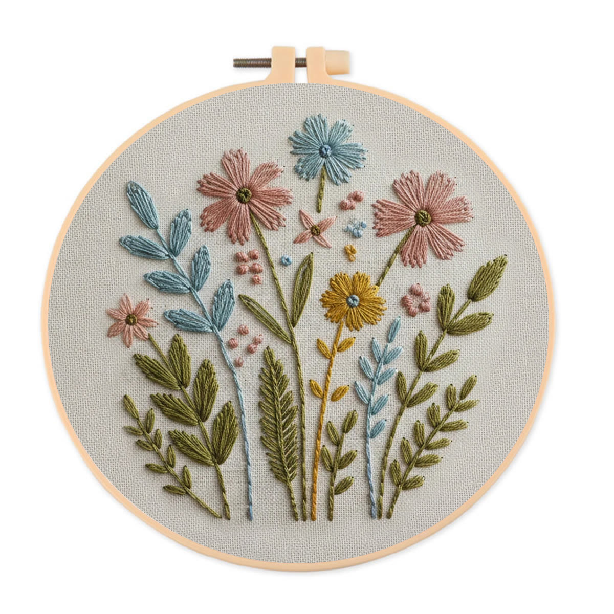 Rubbyoo Embroidery Kit - Soft-toned Floral Bunch | Lovely Gift For Her | Amateur Embroidery Kit - 20*20cm - image 1