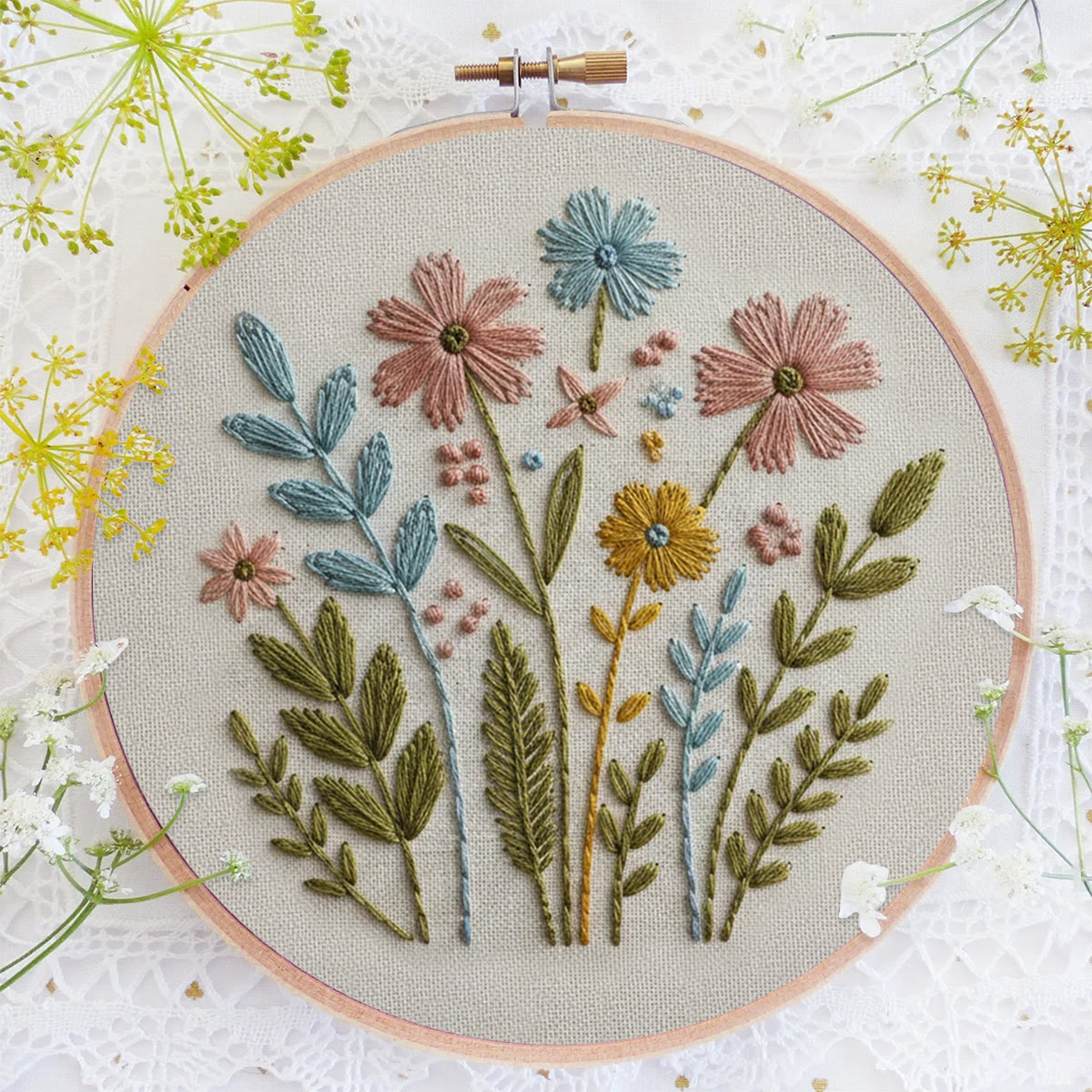 Rubbyoo Embroidery Kit - Soft-toned Floral Bunch | Lovely Gift For Her | Amateur Embroidery Kit - image 5