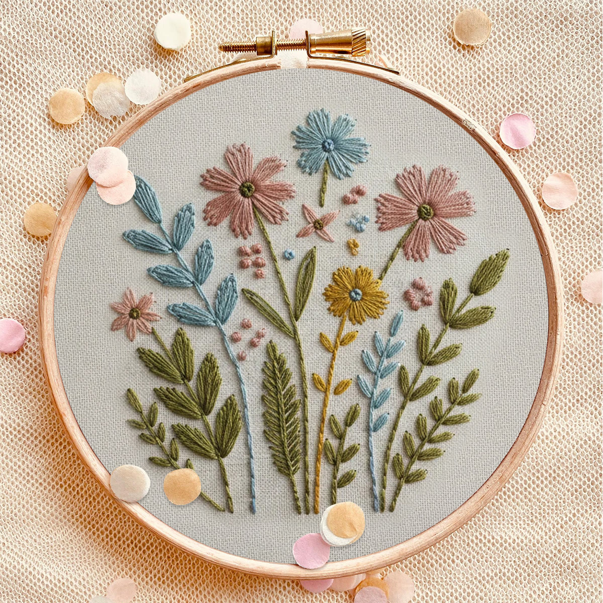 Rubbyoo Embroidery Kit - Soft-toned Floral Bunch | Lovely Gift For Her | Amateur Embroidery Kit - image 9