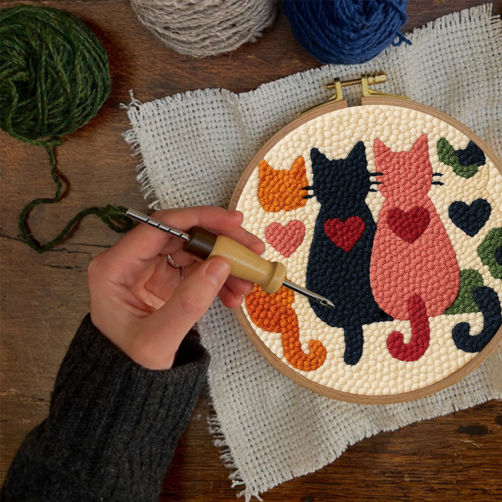 Charming Heart Cat Silhouette Punch Needle Kit – Valentine's Day Gifting Option | Thoughtful Handmade Craft - image 10