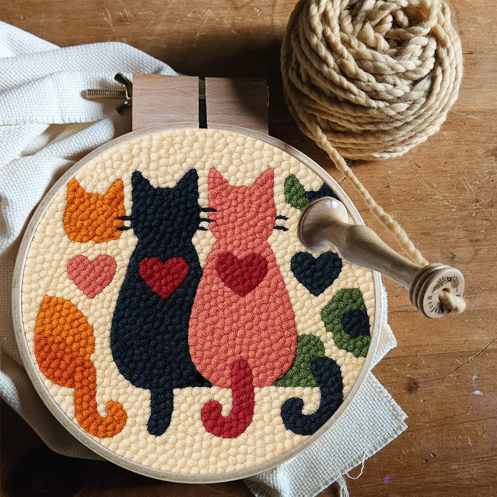 Charming Heart Cat Silhouette Punch Needle Kit – Valentine's Day Gifting Option | Thoughtful Handmade Craft - image 3
