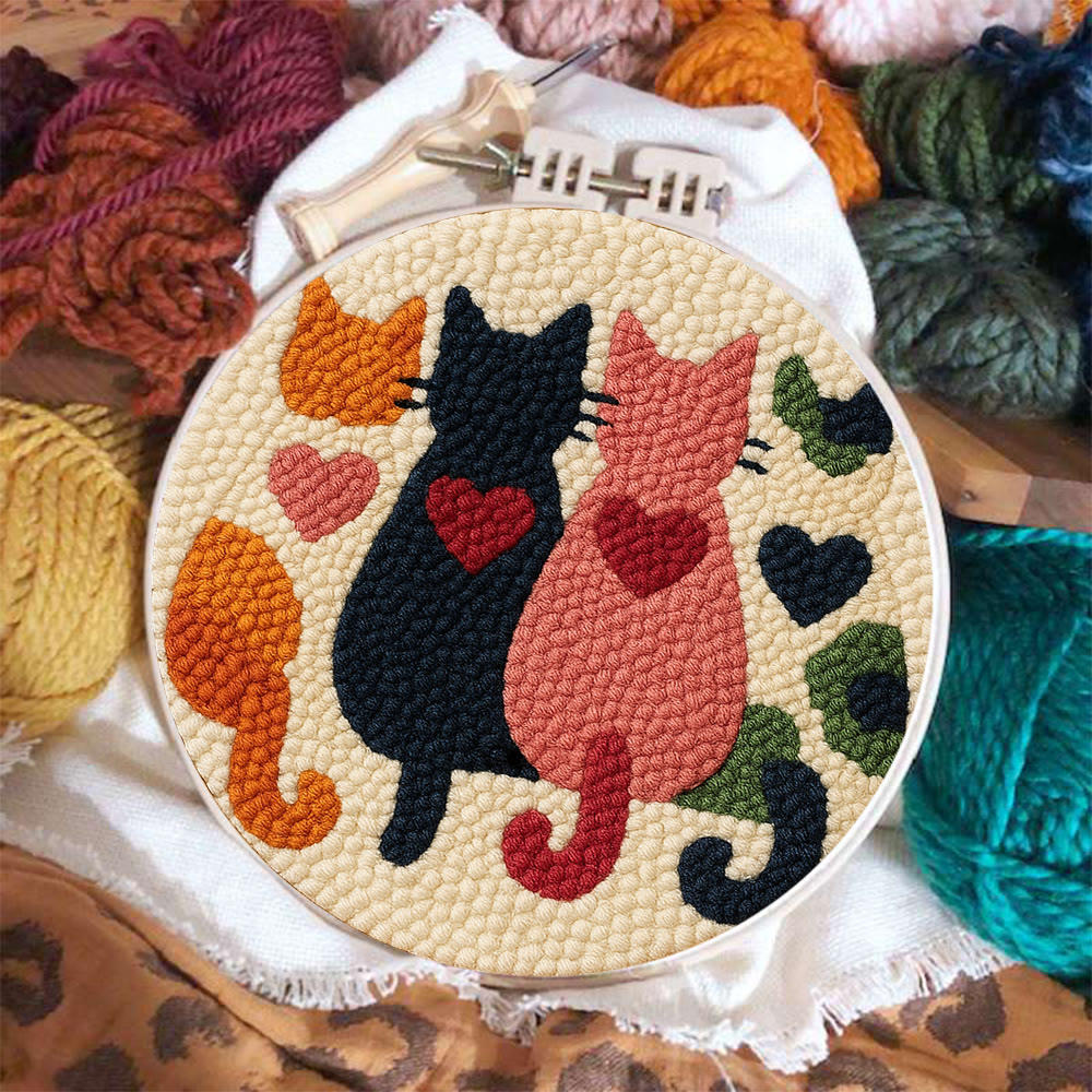 Charming Heart Cat Silhouette Punch Needle Kit – Valentine's Day Gifting Option | Thoughtful Handmade Craft - image 2