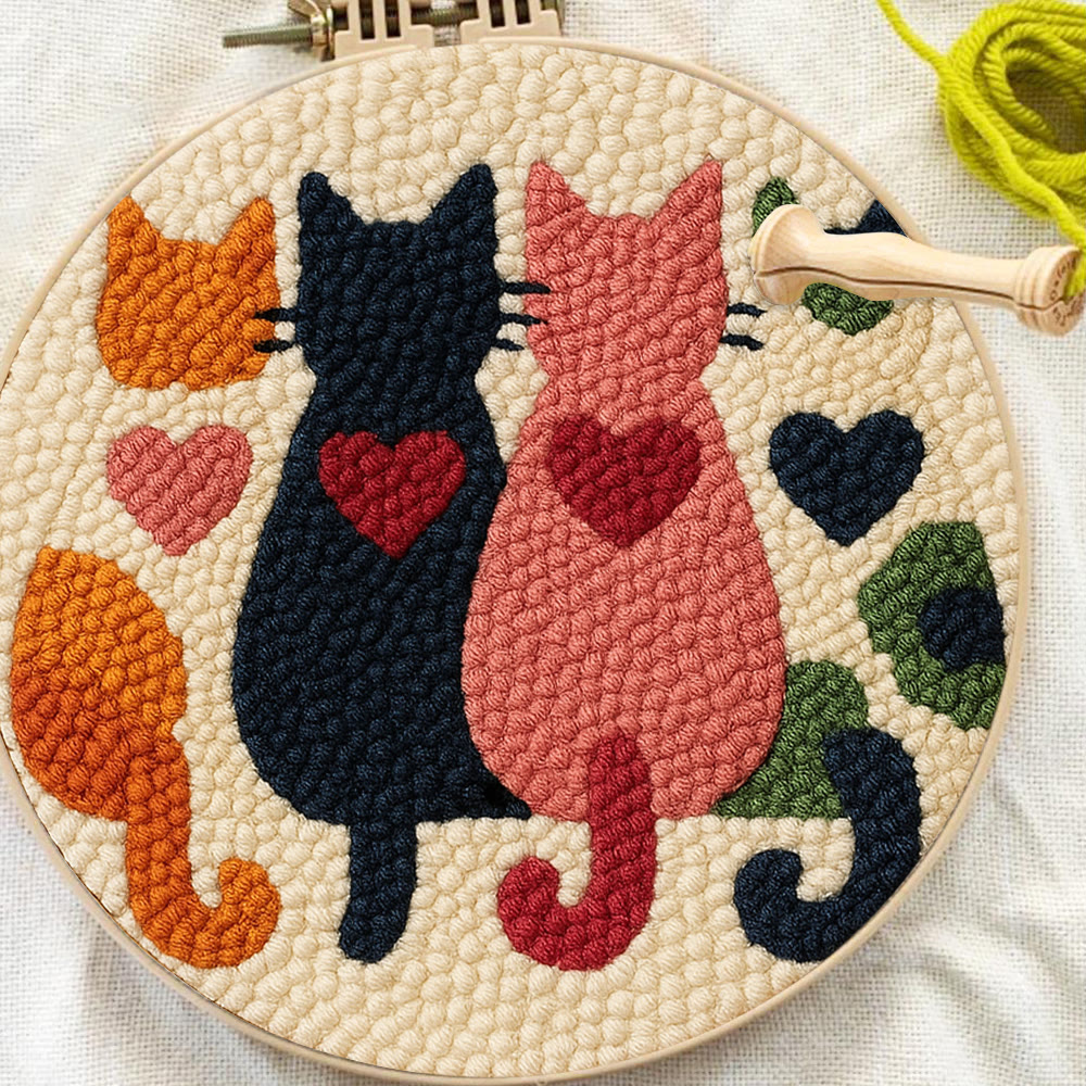 Charming Heart Cat Silhouette Punch Needle Kit – Valentine's Day Gifting Option | Thoughtful Handmade Craft - image 11