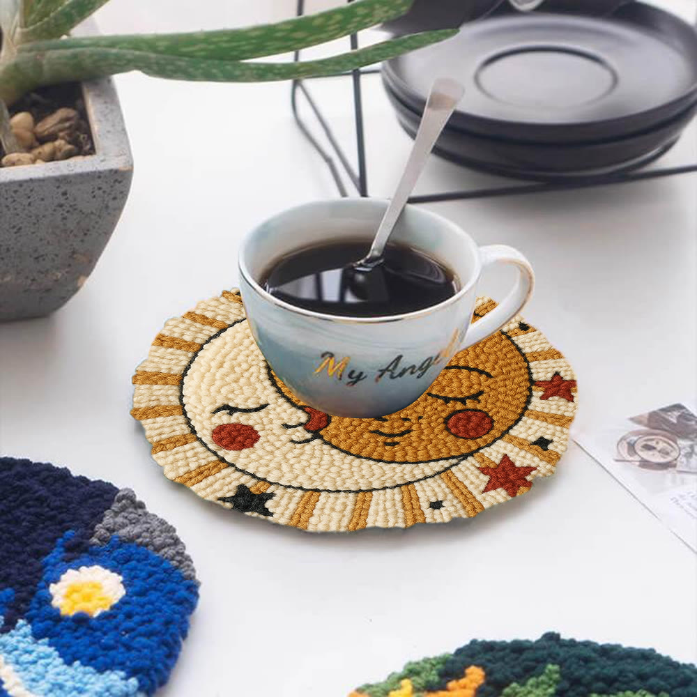 Whimsical Sun Moon Face Punch Needle Kit – Beginner-friendly Handcraft | Creative Decor Hanger - image 5