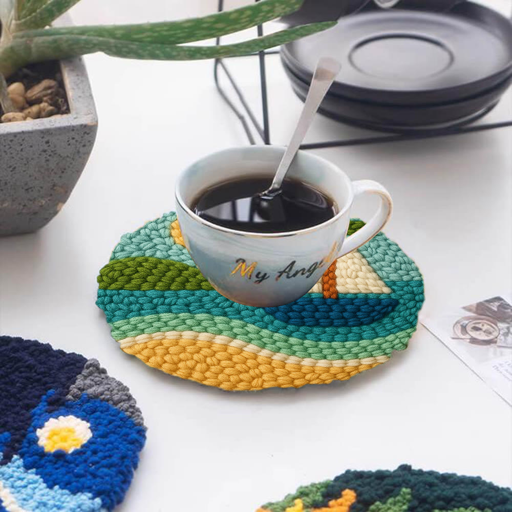 Coastal Sailboat Scene Punch Needle Kit – Novice-ready Handcraft | Charming Decor Accent - image 5