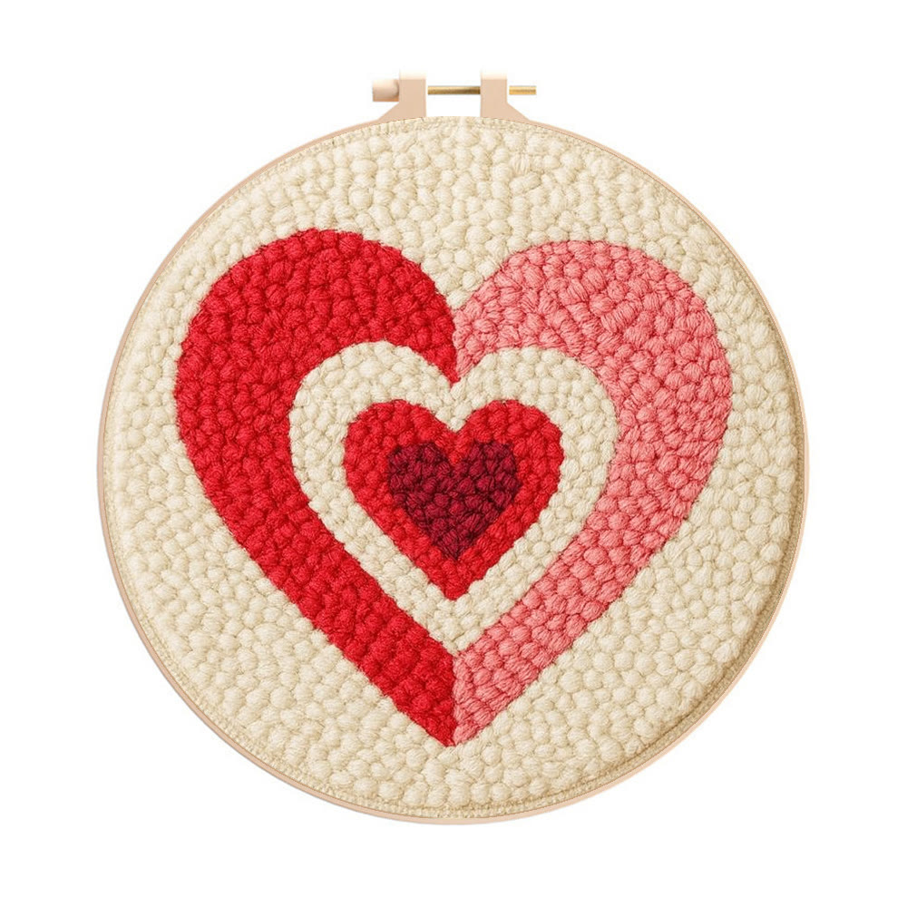 Gradient Layered Heart Punch Needle Kit – Valentine's Day Gifting Selection | Cozy Home Decor - 8 inch Hoop Kit - image 1