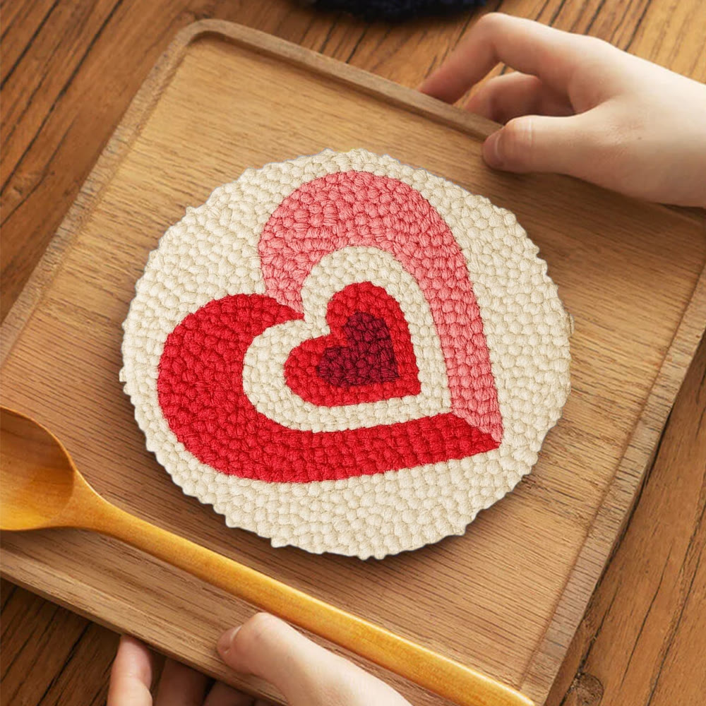 Gradient Layered Heart Punch Needle Kit – Valentine's Day Gifting Selection | Cozy Home Decor - 5 inch Coaster Kit - image 4