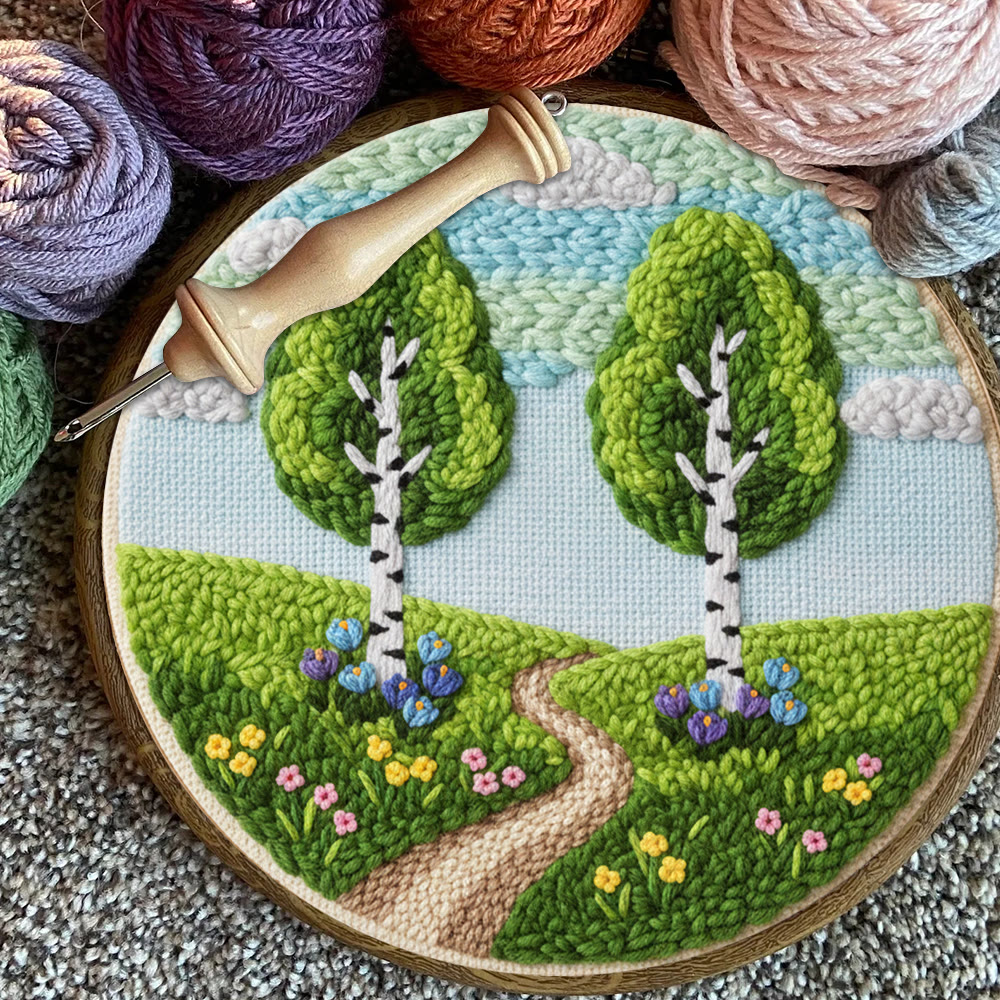 Spring Woodland Path Punch Needle Kit – Entry-level Diy Craft | Indoor Scenic Wall Hanging - image 5