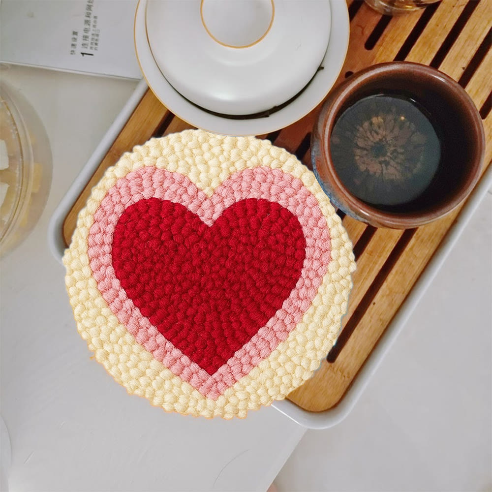 Soft Flocked Double-ring Heart Punch Needle Kit – Novice-easy Handcraft | Daily Home Decor Accent - image 5