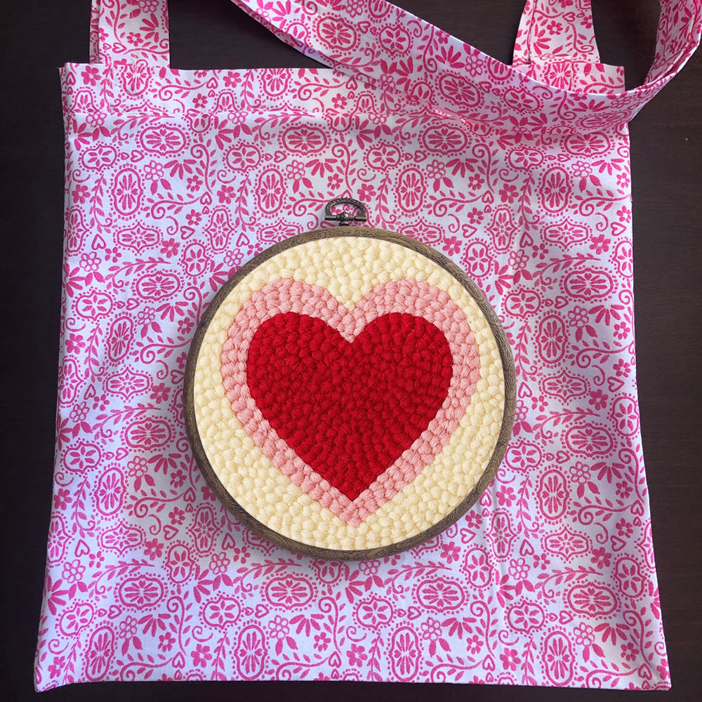 Soft Flocked Double-ring Heart Punch Needle Kit – Novice-easy Handcraft | Daily Home Decor Accent - image 13