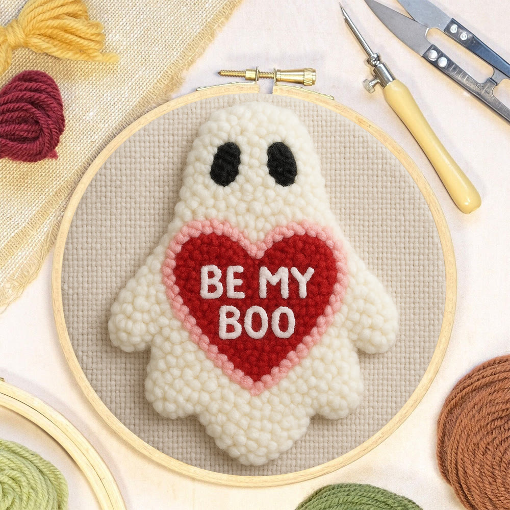 Cute Ghost "be My Boo" Punch Needle Kit – Easy-to-make Diy Project | Confessional Handmade Gift - image 3