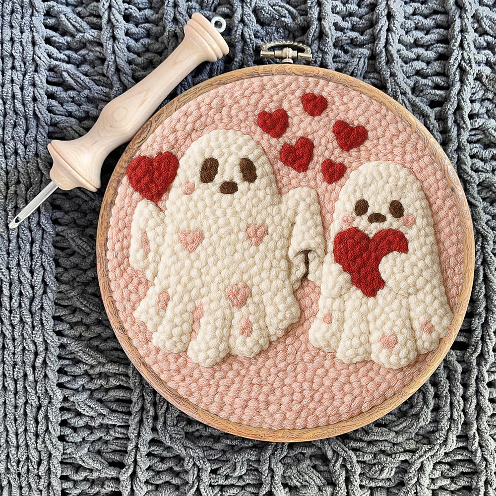 Snuggly Heart Ghost Pair Punch Needle Kit – Newcomer-friendly Diy Craftwork | Heartfelt Gifting Favorite - image 10