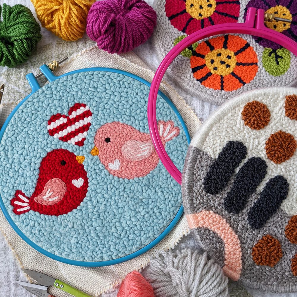 Stripe Heart Red Pink Bird Punch Needle Kit – Novice-accessible Diy Endeavor | Romantic Decor Essential - image 10