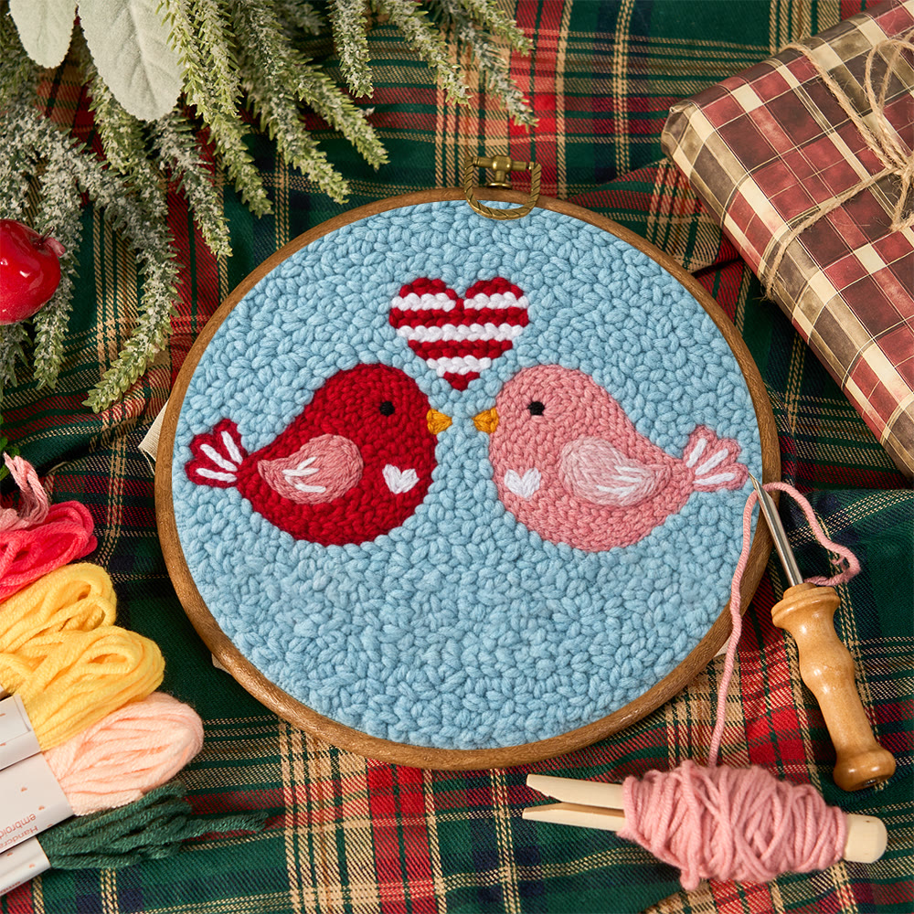 Stripe Heart Red Pink Bird Punch Needle Kit – Novice-accessible Diy Endeavor | Romantic Decor Essential - image 12