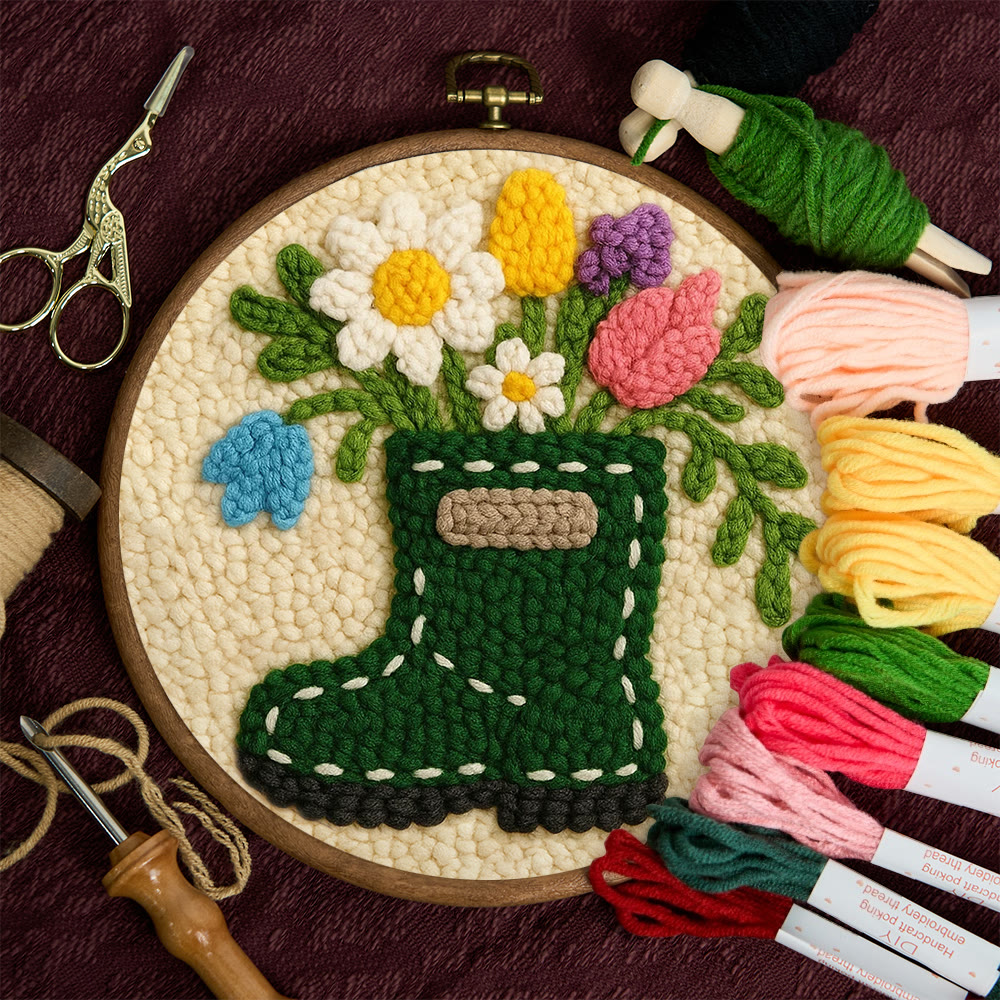 Colorful Garden Boot Floral Punch Needle Kit – Delicate Novice-ready Handcraft | Cozy Indoor Home Accent Piece - image 11