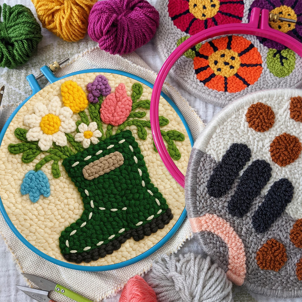 Colorful Garden Boot Floral Punch Needle Kit – Delicate Novice-ready Handcraft | Cozy Indoor Home Accent Piece - image 10