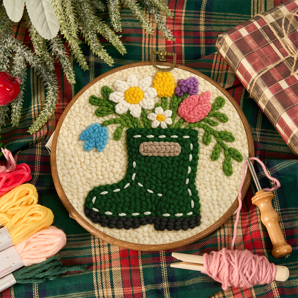 Colorful Garden Boot Floral Punch Needle Kit – Delicate Novice-ready Handcraft | Cozy Indoor Home Accent Piece - image 12