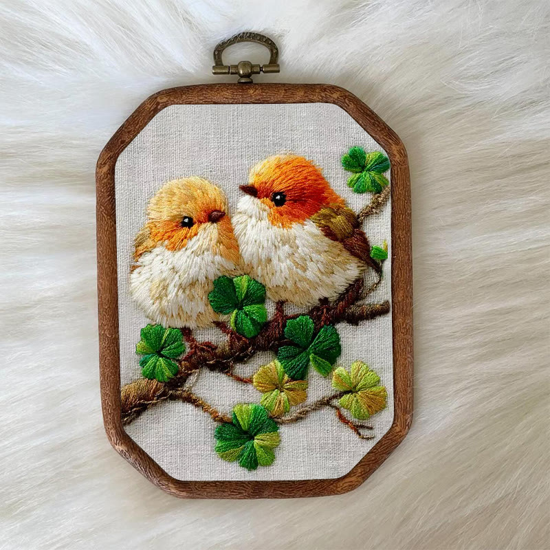 Rubbyoo Embroidery Kit - Twin Birds And Clover | Modern Decorative Craft | Perfect For Beginner Diy - image 2