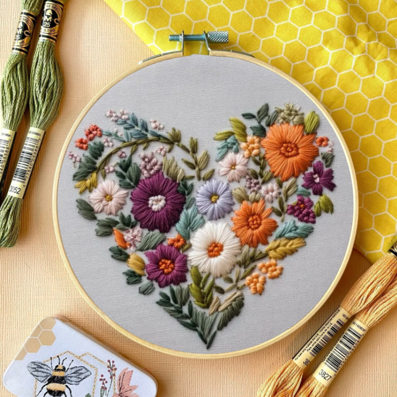 Rubbyoo Embroidery Kit - Charming Floral Heart | Beginner Handmade Craft | Diy Valentine Gift - image 2