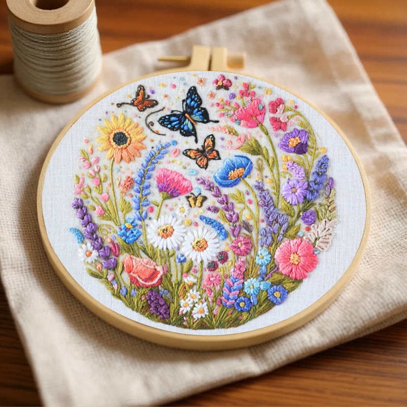 Rubbyoo Embroidery Kit - Beautiful Wildflowers | Floral Hoop Art | Diy Anniversary Craft - image 3