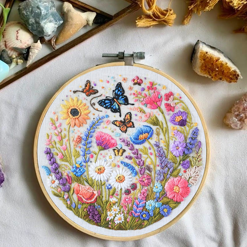 Rubbyoo Embroidery Kit - Beautiful Wildflowers | Floral Hoop Art | Diy Anniversary Craft - image 4
