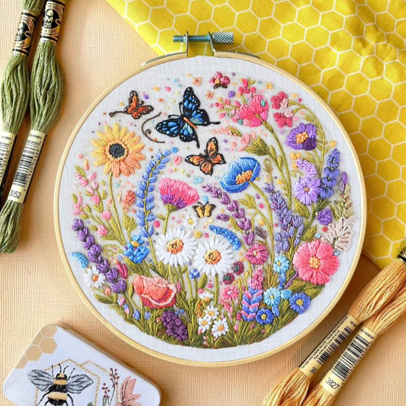 Rubbyoo Embroidery Kit - Beautiful Wildflowers | Floral Hoop Art | Diy Anniversary Craft - image 2