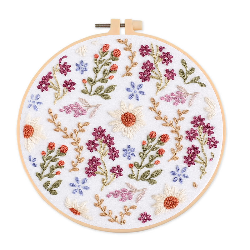 Rubbyoo Embroidery Kit - Blooming Flower | Floral Handmade Art | Easy Needle Craft - 20*20cm - image 1