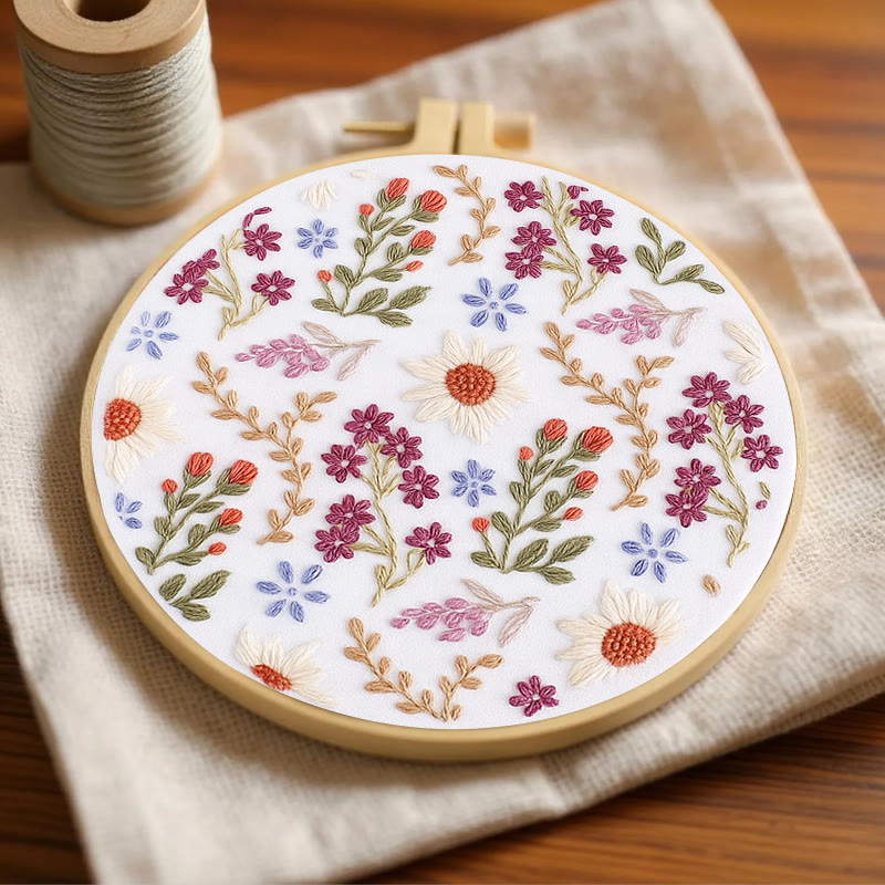 Rubbyoo Embroidery Kit - Blooming Flower | Floral Handmade Art | Easy Needle Craft - image 3