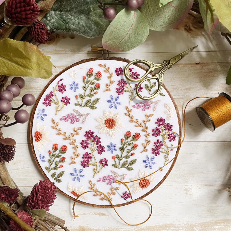 Rubbyoo Embroidery Kit - Blooming Flower | Floral Handmade Art | Easy Needle Craft - image 2