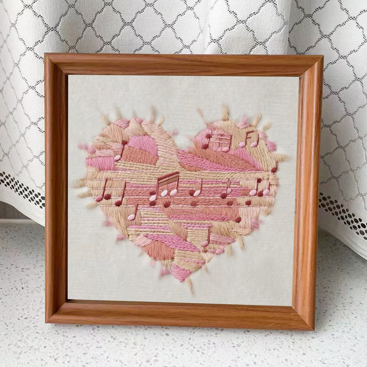 Rubbyoo Embroidery Kit - Valentine Heart | Handmade Gift For Lovers | Diy Desk Decor - Embroidery Kit Plus An Extra Frame - image 11