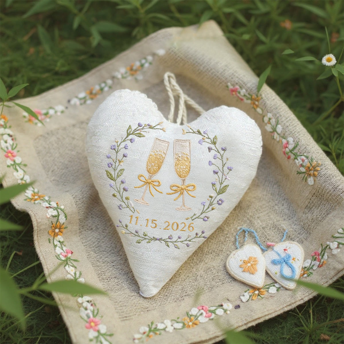 Rubbyoo Heart Embroidery Kit - Champagne Flute Purple Wreath | Anniversary Gifting | Diy Hand Embroidery Craft - image 2