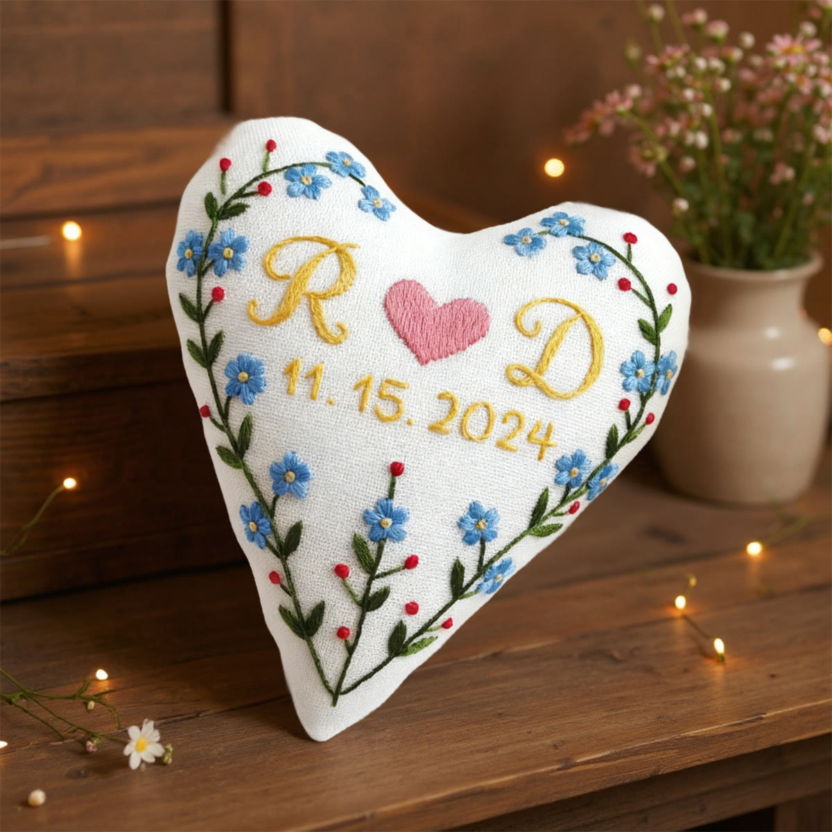 Rubbyoo Heart Embroidery Kit - Initials Heart Blue Floral | Tailored Handstitched Craft | Anniversary Preferred Pick - image 7