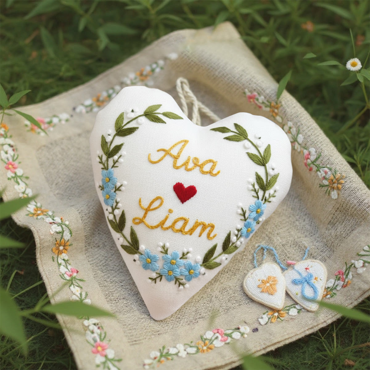 Rubbyoo Heart Embroidery Kit - Ava Liam Heart Blue Blossom | Beginner-easy Embroidery | Custom Decor Accent - image 2