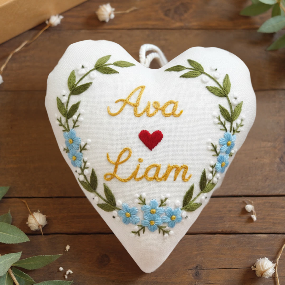 Rubbyoo Heart Embroidery Kit - Ava Liam Heart Blue Blossom | Beginner-easy Embroidery | Custom Decor Accent - 6 inches hoop kit - image 1