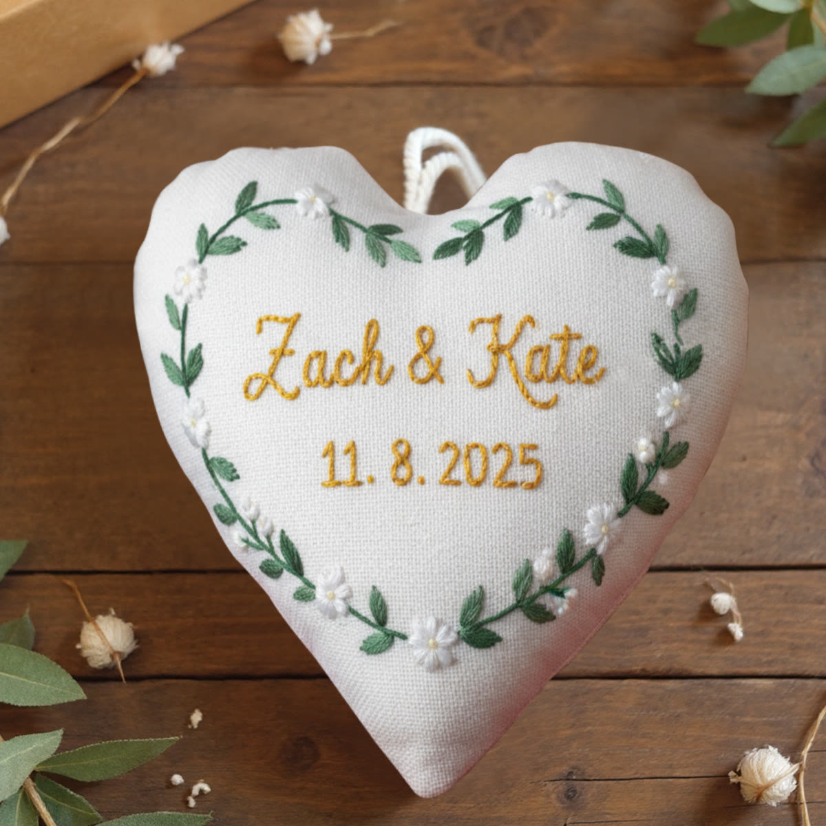 Rubbyoo Heart Embroidery Kit - Zach Kate White Blossom Wreath | Elegant Ornament Piece | Top Gifting Selection - 6 inches hoop kit - image 1