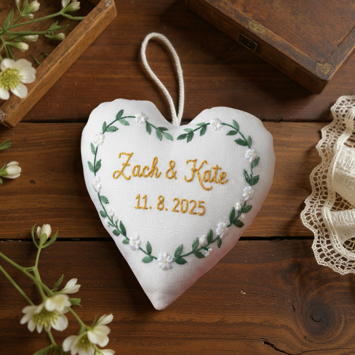 Rubbyoo Heart Embroidery Kit - Zach Kate White Blossom Wreath | Elegant Ornament Piece | Top Gifting Selection - image 8