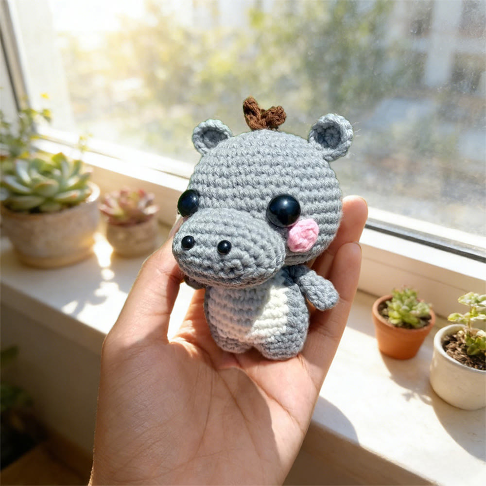 Diy Handmade Little Hippo Crochet Kit - Adorable Animal Doll | Perfect Bag Hanging Decor  - image 3